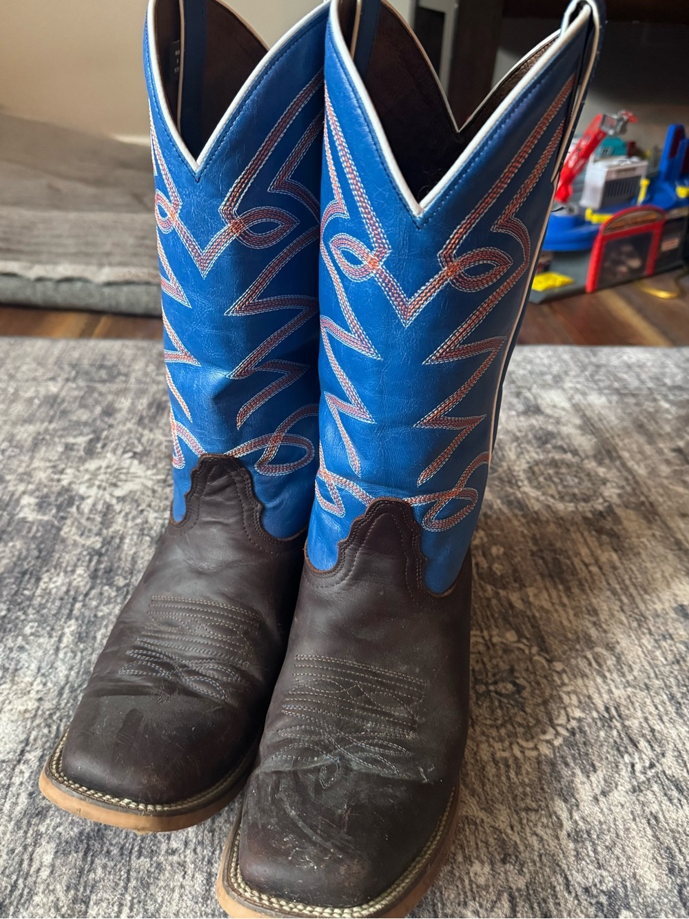 Nucona Brown & Blue Western Cowboy Boots